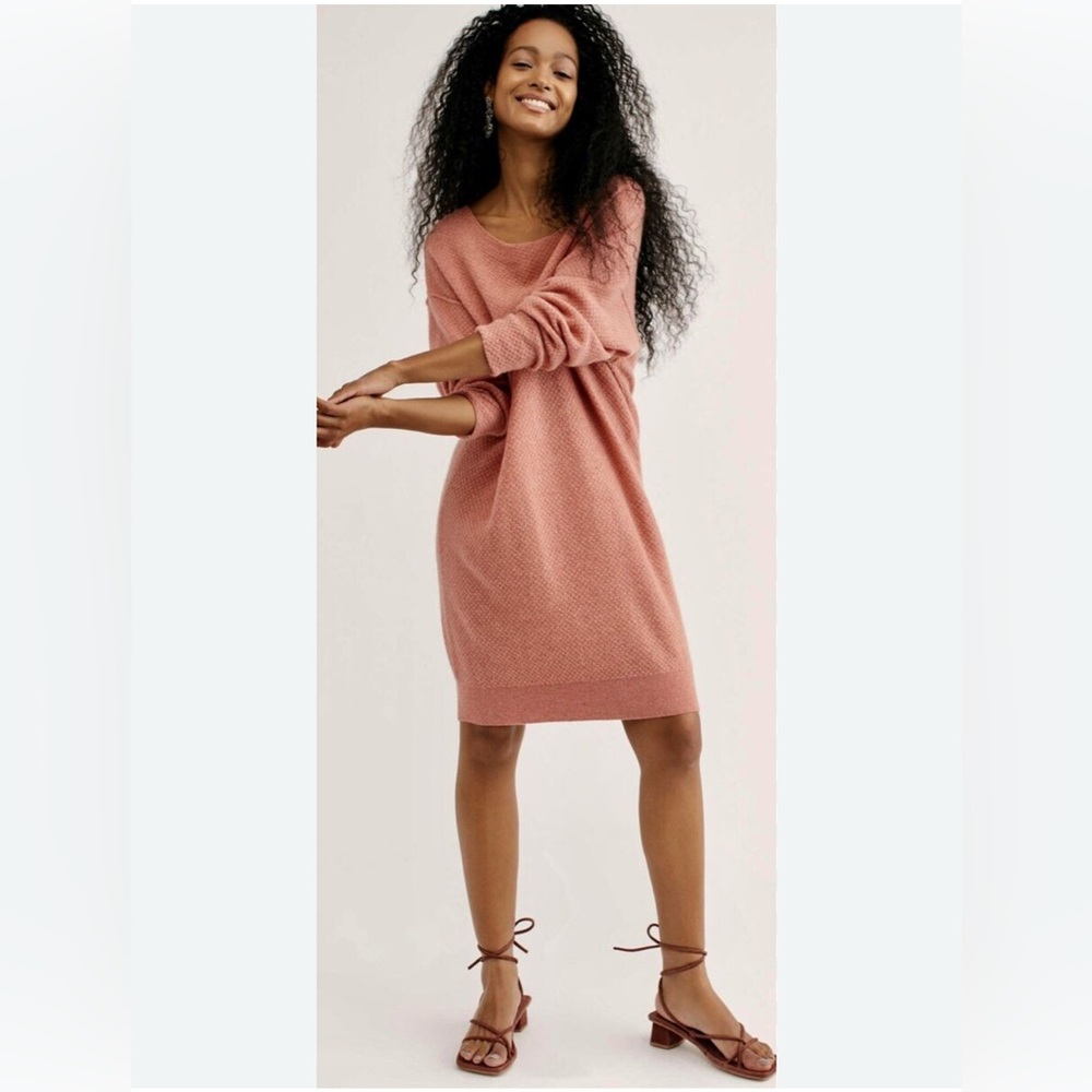 Free People 100% Cashmere Backless Salmon Dress Tunic Sz Small